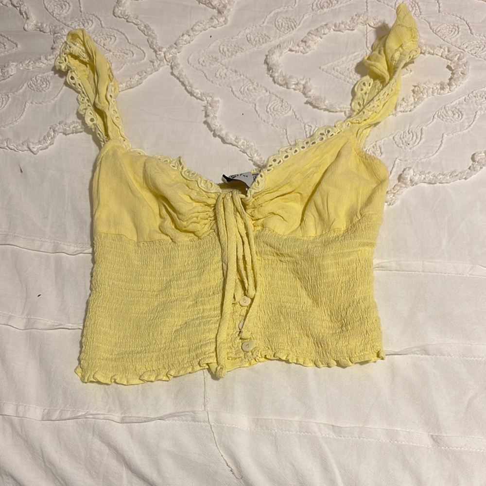 Yellow Princess Polly Lace-Trimmed Women's Top